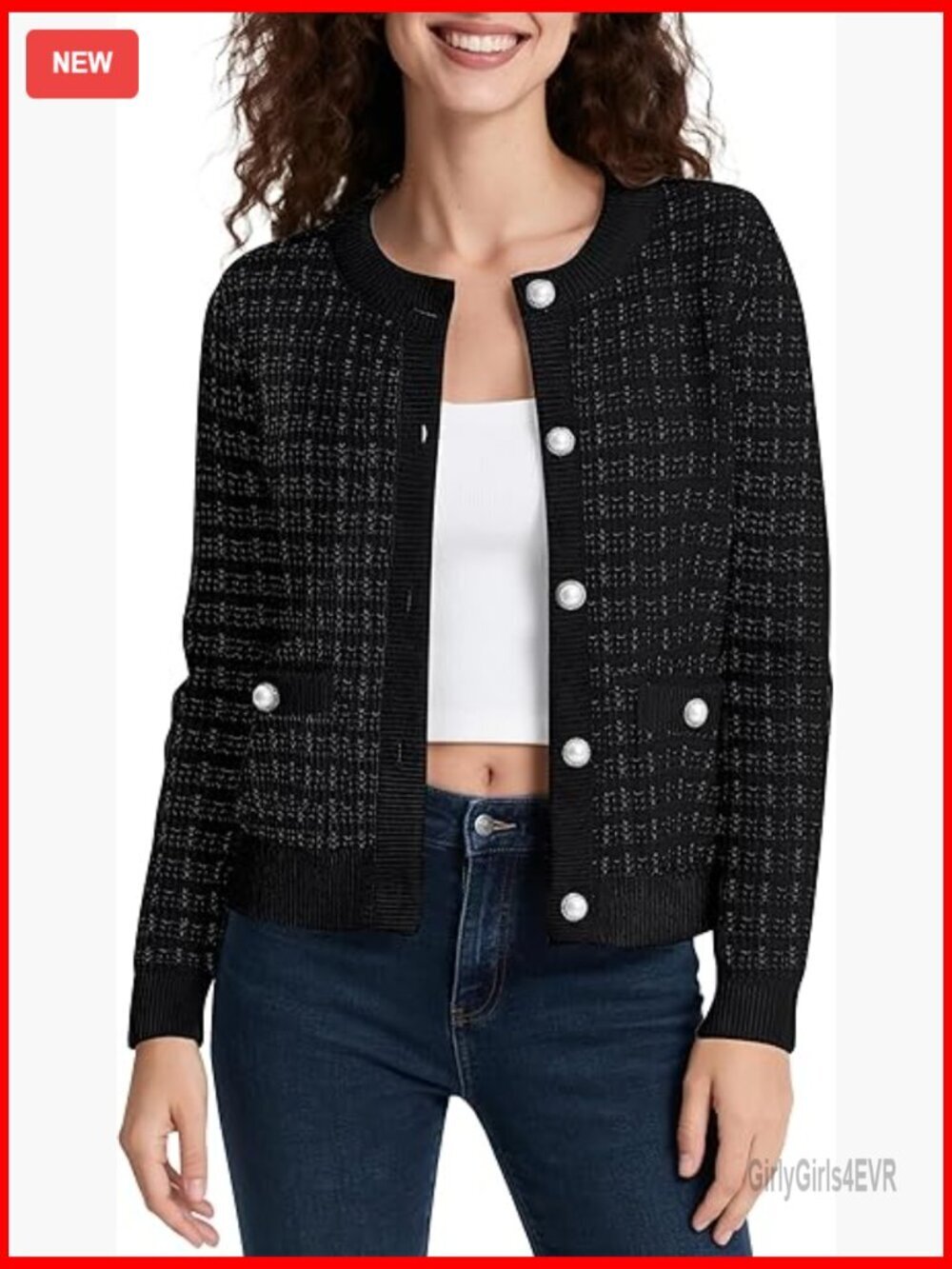 Cropped Knit Cardigan Open Front Button Down Casual Long Sleeve Sweater